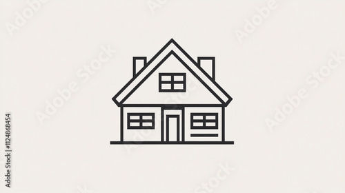 Wallpaper Mural Simple line drawing of a house with a gable roof and windows Torontodigital.ca