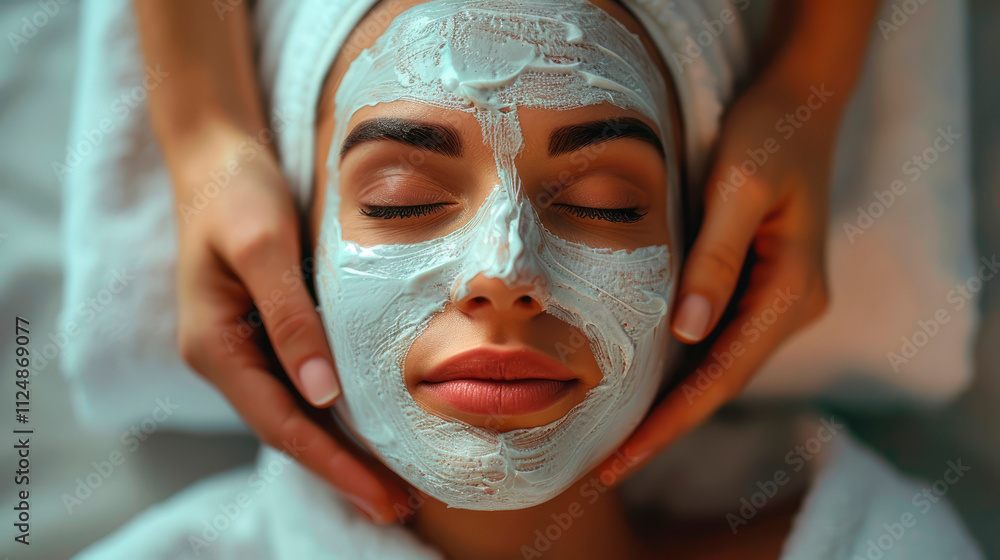 Relaxing skincare mask at serene spa retreat portrait image. Soothing touch, tranquil ambiance rejuvenation picture photorealistic photography. Self-care day concept photo realistic Relaxing skincare mask at serene spa retreat portrait image. Soothing touch, tranquil ambiance rejuvenation picture photorealistic photography. Self-care day concept photo realistic