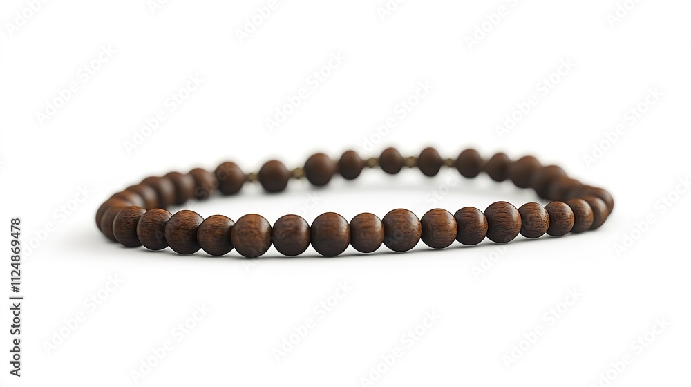 Old Wooden Rosary Beads Isolated on a White Background Old Wooden Rosary Beads Isolated on a White Background
