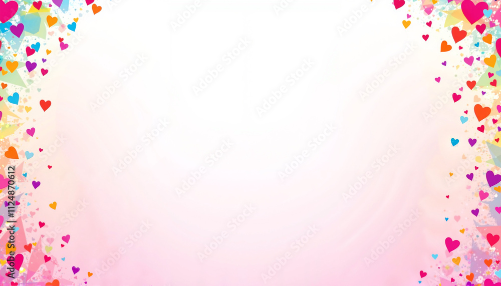 Bright hearts background with colorful heart shapes and soft pink gradient for love-themed designs Bright hearts background with colorful heart shapes and soft pink gradient for love-themed designs