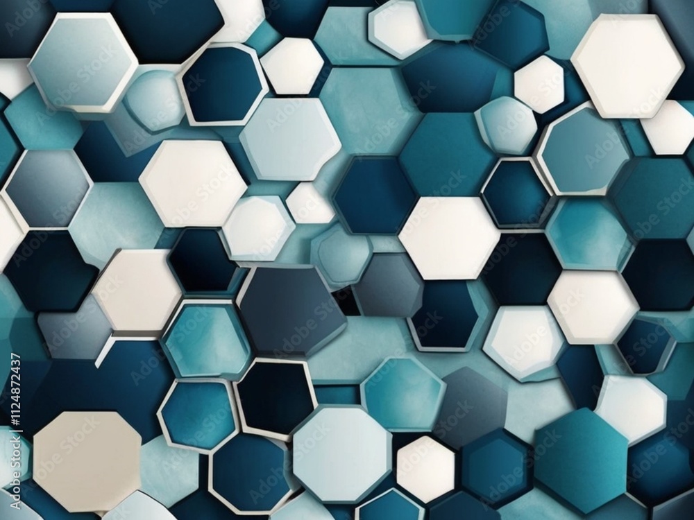 abstract hexagon patterns in aqua and deep blue tones abstract hexagon patterns in aqua and deep blue tones