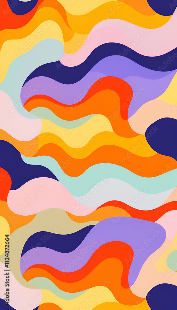 Colorful abstract design featuring flowing waves in shades of orange, purple, and blue creates a vibrant background perfect for personalizing a mobile device screen Colorful abstract design featuring flowing waves in shades of orange, purple, and blue creates a vibrant background perfect for personalizing a mobile device screen