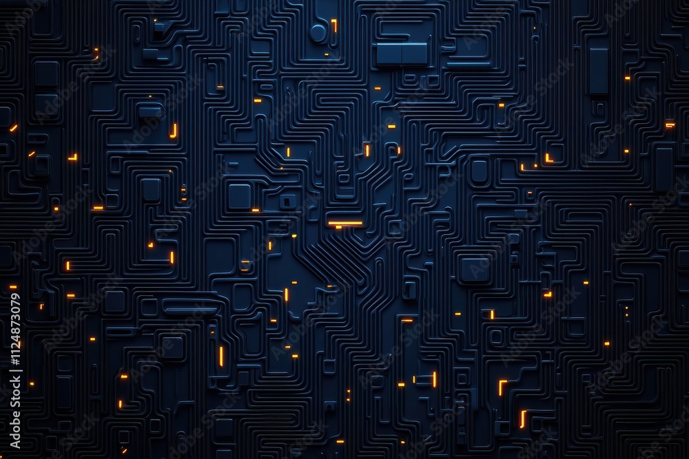 Fototapeta premium Futuristic geometry radiant blue in cyberpunk visual art