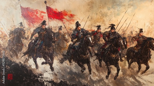 Ancient Chinese warriors on the battlefield