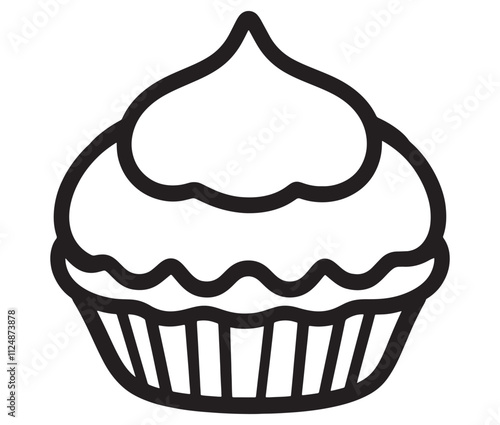 Illustration of a cupcake, Birthday cupcake silhouette icon