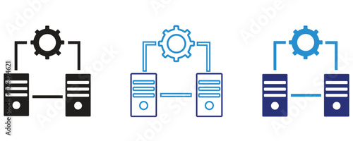 IT infrastructure vector icon set, flat style IT infrastructure vector icon set isolated on white background.
