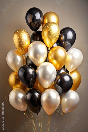 Wallpaper Mural Stylish balloon arrangement with a mix of gold, black, and white. Premium design for birthday celebration background. empty space Torontodigital.ca