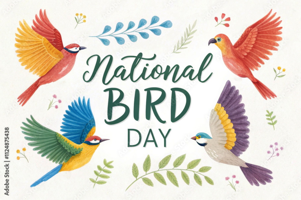 Obraz premium National colorful bird day celebration illustration.