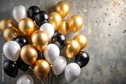 Wallpaper Mural Stylish balloon arrangement with a mix of gold, black, and white. Premium design for birthday celebration background. empty space Torontodigital.ca