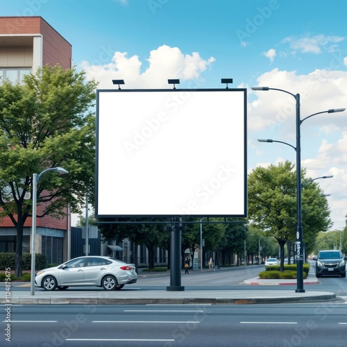 Real estate billboard on the street banner mockup advertising blank business display template photo