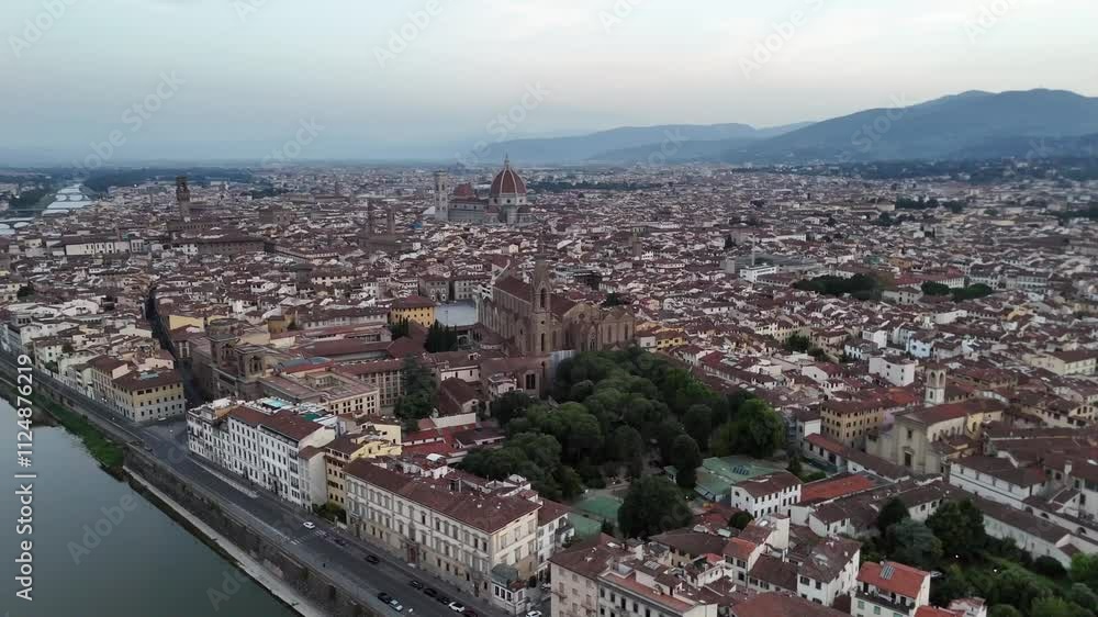 Florence, capital of Italy’s Tuscany region, is home of Renaissance art and architecture. Aerial view on the historical centre of Florence and Arno River. High quality footage in 4k format Florence, capital of Italy’s Tuscany region, is home of Renaissance art and architecture. Aerial view on the historical centre of Florence and Arno River. High quality footage in 4k format