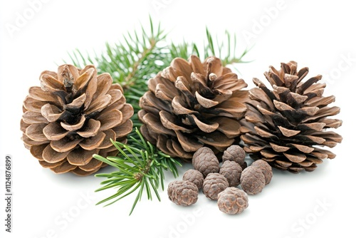 Pine cones, seeds and needles creating festive atmosphere photo