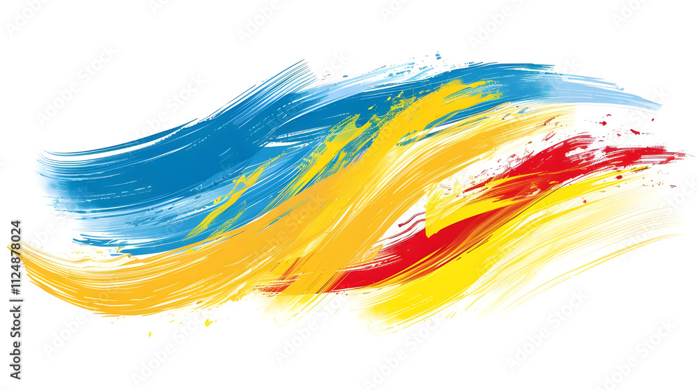 Abstract colorful paint strokes, blue, yellow, red, design element. Abstract colorful paint strokes, blue, yellow, red, design element.