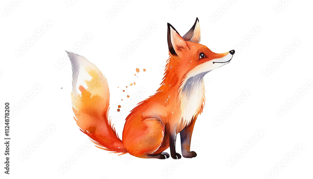 Fototapeta premium Adorable Watercolor Fox Wildlife Illustration Cute Animal Forest Creature Nature Design
