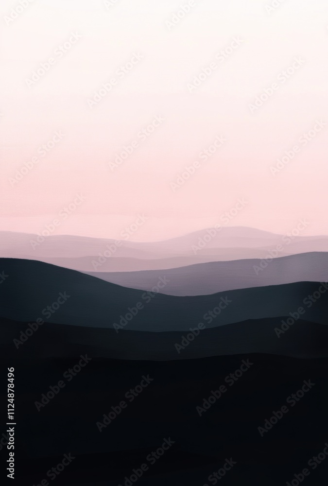 Fototapeta premium A minimalist abstract painting depicting an atmospheric gradient from light pink to dark black
