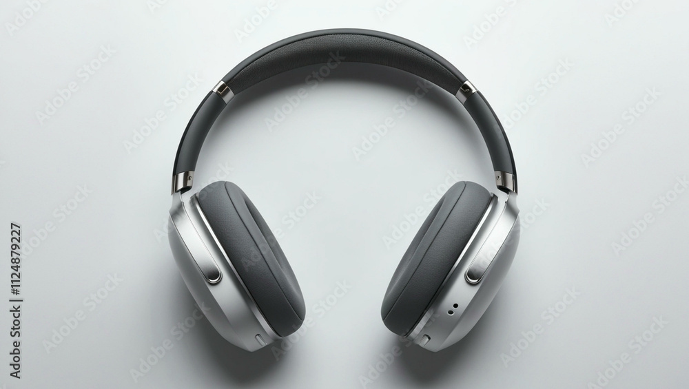 Isolated Pair of Headphones. A modern wireless over-ear headphone with a sleek design, centered on a white background. Isolated Pair of Headphones. A modern wireless over-ear headphone with a sleek design, centered on a white background.