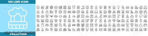 Pollution Line Editable Icons set.