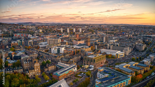 Aerial View of Dundee, Scotland, United Kingdom in Autumn