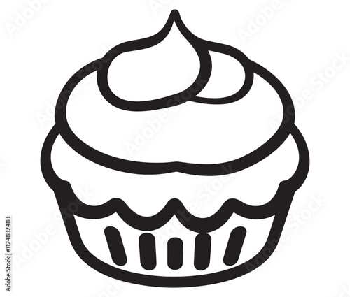 Illustration of a cupcake, Birthday cupcake silhouette icon