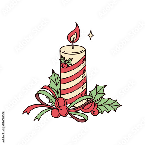 christmas candle with ribbon