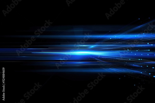 Dynamic blue and black abstract light streaks.