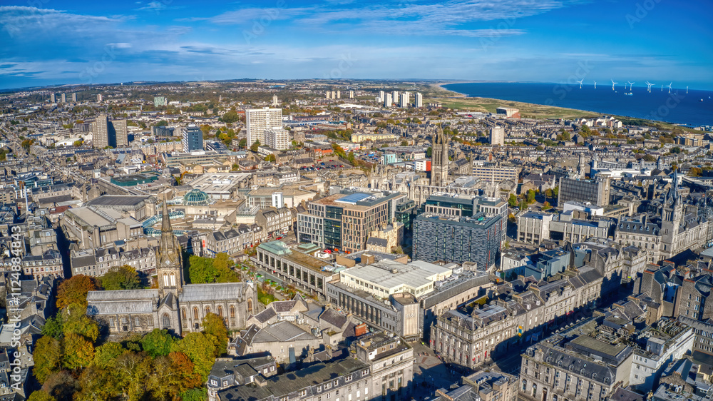 Aerial View of Aberdeen, Scotland, United Kingdom during Autumn Aerial View of Aberdeen, Scotland, United Kingdom during Autumn