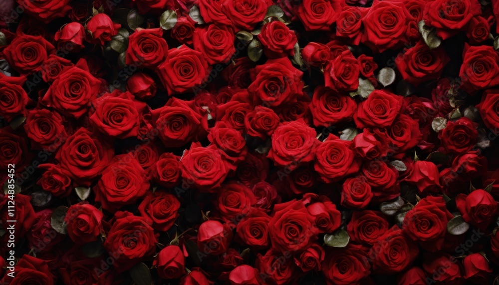 Vibrant red roses in full bloom Vibrant red roses in full bloom