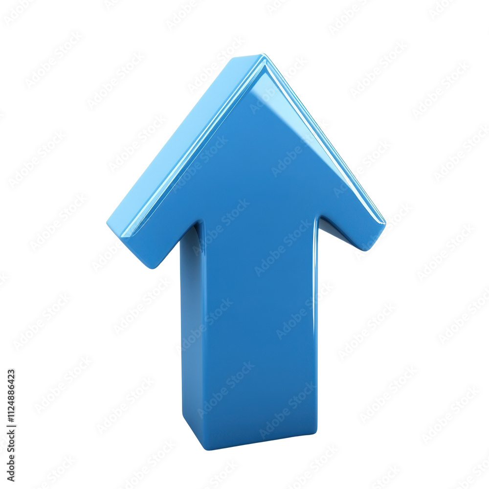 Glossy Blue Arrow Pointing Upward on a Transparent Background Glossy Blue Arrow Pointing Upward on a Transparent Background