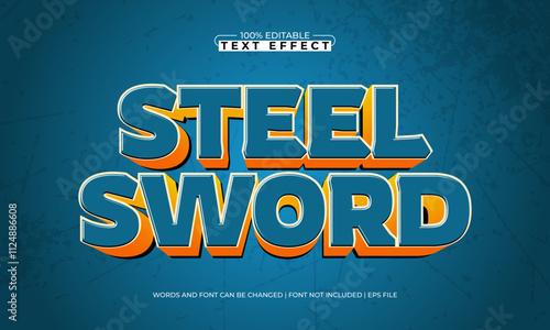 steel sword editable text effects with a knight and superhero theme