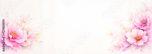 Pink magnolia flowers in watercolor style on a soft white background