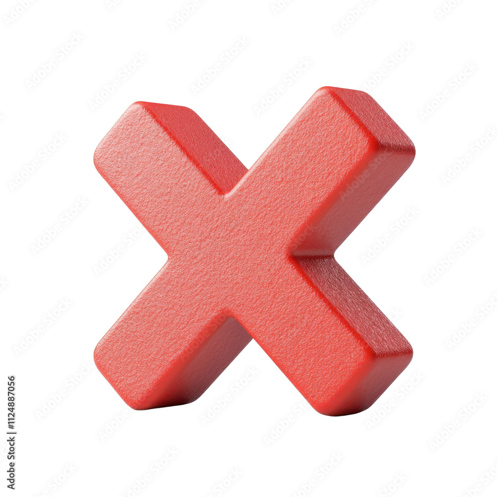 Bright Red 3D Rendering of a Stylish Cross Shape on White Background Bright Red 3D Rendering of a Stylish Cross Shape on White Background
