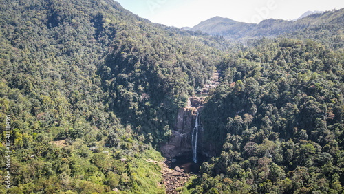 The aerial view of the Aberdeen Waterfall in Sri Lanka