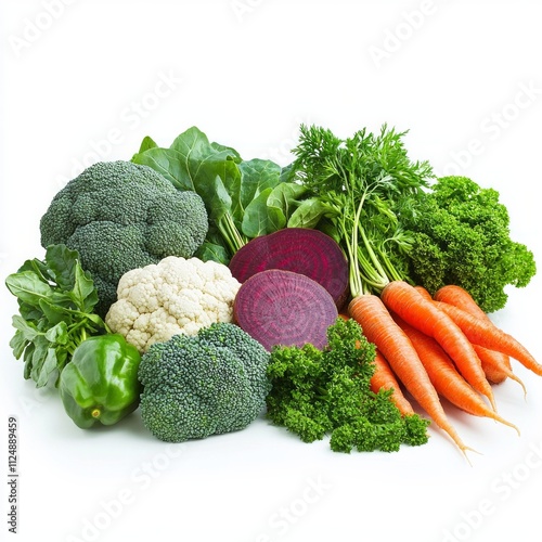 Fresh assortment of colorful vegetables including broccoli, beets, carrots, cauliflower, and peppers.