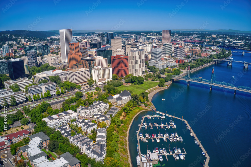 Fototapeta premium Aerial View of Portland, Oregon during Autumn