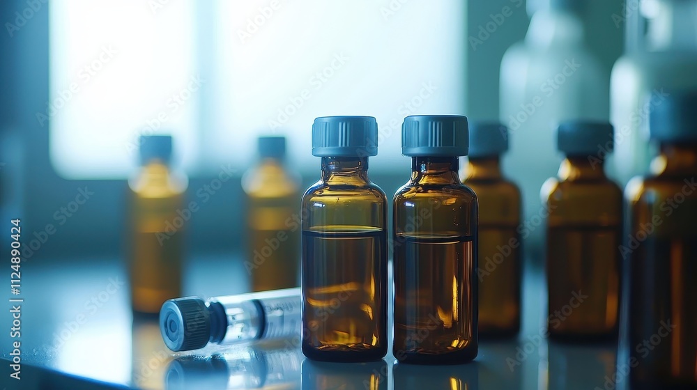 Medicine bottles and syringes for injection therapy Medicine bottles and syringes for injection therapy