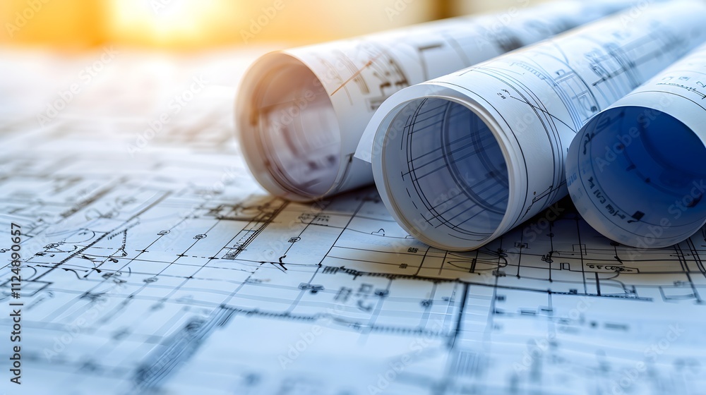 Architectural Blueprint: A Detailed Plan for a Residential Structure on Paper Architectural Blueprint: A Detailed Plan for a Residential Structure on Paper
