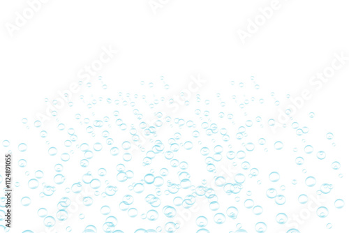 Blue underwater bubbles isolated on transparent background. Rising soda bubbles. Flying air water bubbles png. Vector illustration	
