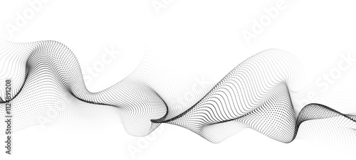 Wave of moving particles on a white background. Big data transfer. Abstract vector 3d illustrations.