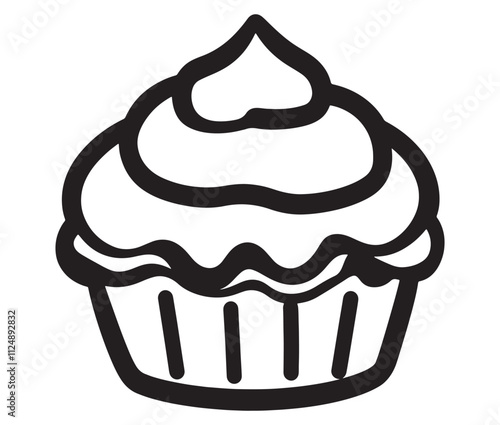 Illustration of a cupcake, Birthday cupcake silhouette icon