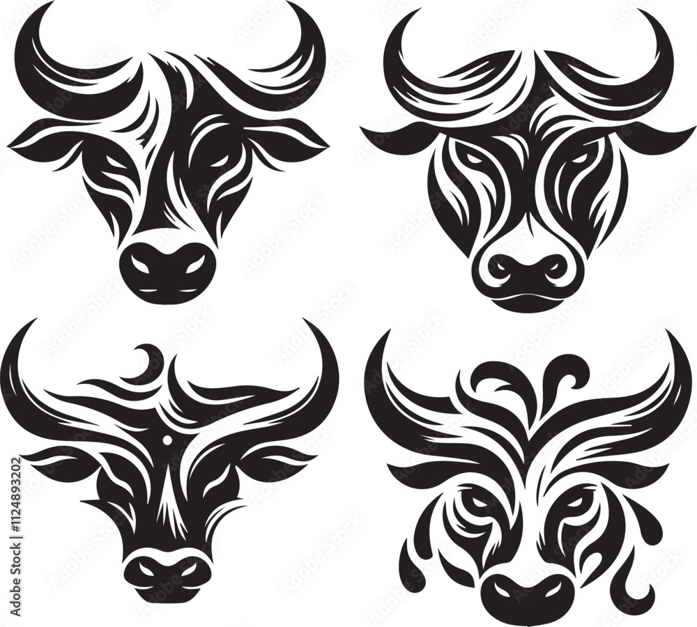 Obraz premium Cow black Vector Design Collection