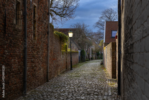 Historic alley. Streets at City of Veere Noord Beveland Zeeland Netherlands. Fortress. photo