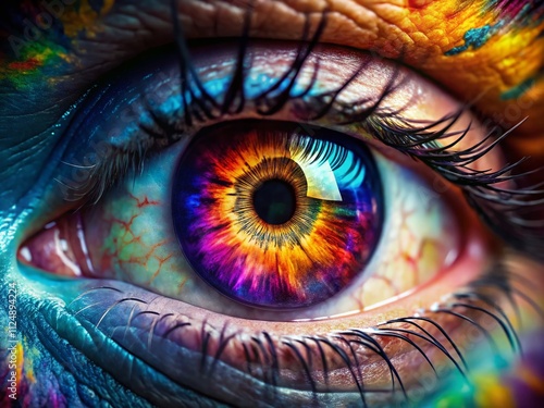 Captivating Long Exposure Photography of a Colored Eye Showcasing Stunning Details and Vivid Colors, Highlighting the Beauty and Intricacies of Vision in Artful Composition