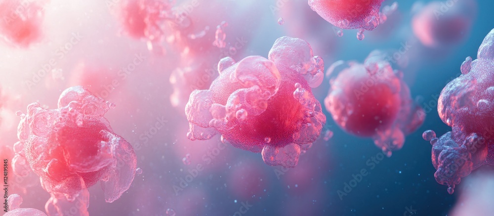 Abstract Close-Up of Vibrant Pink and Blue Bubbles Floating in a Dreamy Underwater Environment with Soft Lighting Abstract Close-Up of Vibrant Pink and Blue Bubbles Floating in a Dreamy Underwater Environment with Soft Lighting