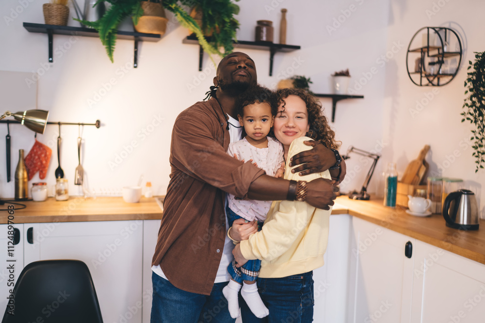 custom made wallpaper toronto digitalCheerful family bonds demonstrated through interlinked connection and sharing intimate moment at home. focus portrait of happy multiracial family highlighting unity and acceptance in daily life