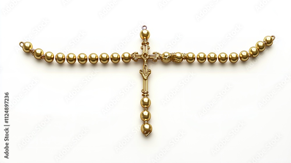 Rosary Bead Rectangle Shape Border Isolated on White Background Rosary Bead Rectangle Shape Border Isolated on White Background