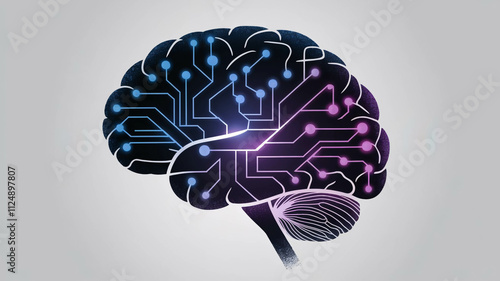 The brain functions similarly to a big computer, with numerous cables and circuits linking its various components and enabling quick processing and communication. Programming and iot devices.
 photo