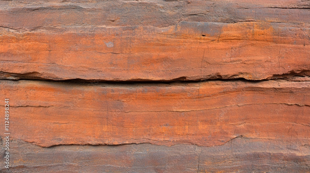 Close-Up View of Textured Red and Brown Rock Surface with Horizontal Lines Close-Up View of Textured Red and Brown Rock Surface with Horizontal Lines