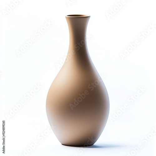 A simple, elegant pottery vase with a smooth, curved design and a neutral color, set against a clean white background.