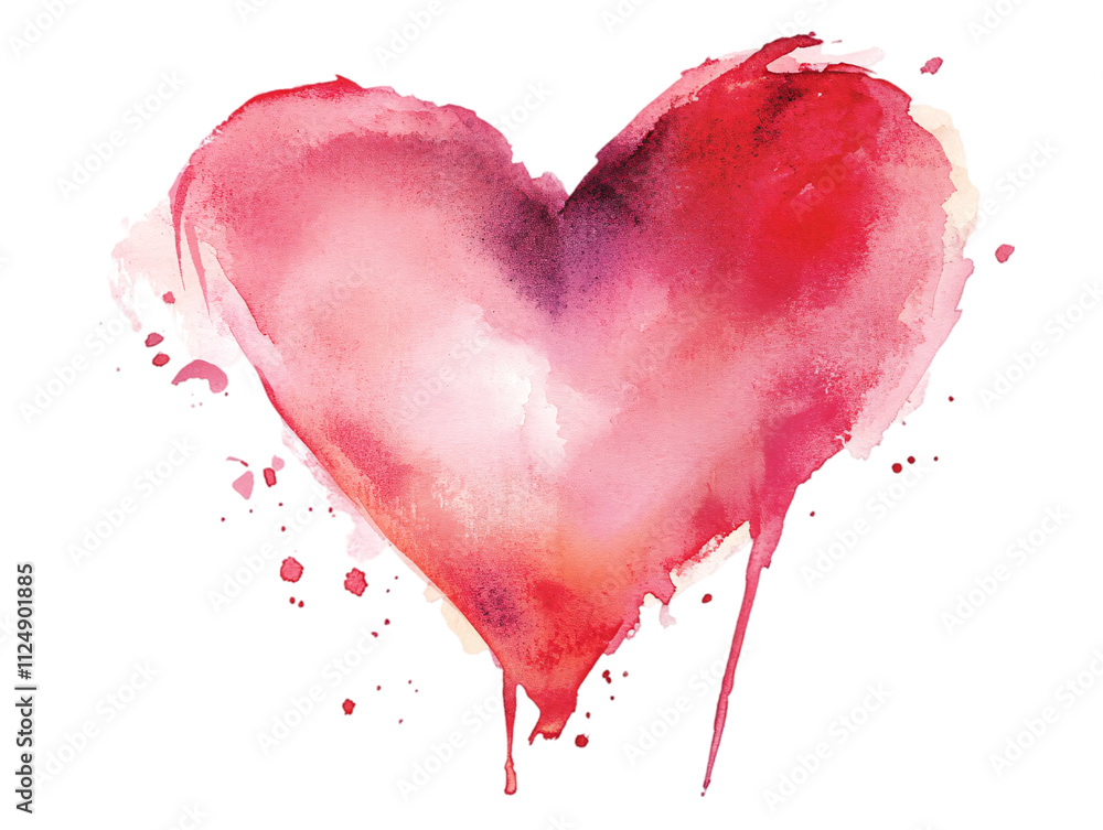A vibrant watercolor heart with soft hues of pink and red, featuring splashes and drips that enhance its artistic appeal on transparent background. A vibrant watercolor heart with soft hues of pink and red, featuring splashes and drips that enhance its artistic appeal on transparent background.