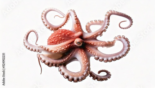 octopus in transparent white background